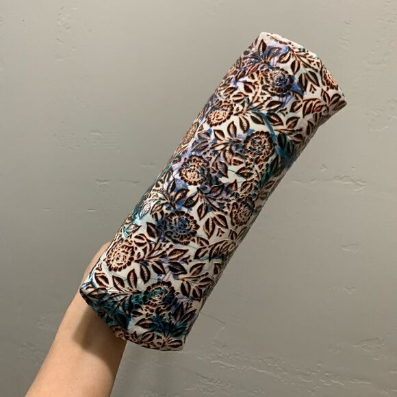 Handmade Genuine Leather Floral Embossed Real bamboo Handle Satchel/Crossbody - Picture 15 of 16